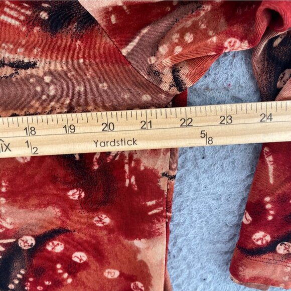 Chicos Top Womens 3 US Extra Large Red Abstract Travelers 3/4 Sleeves Stretch - Picture 7 of 9